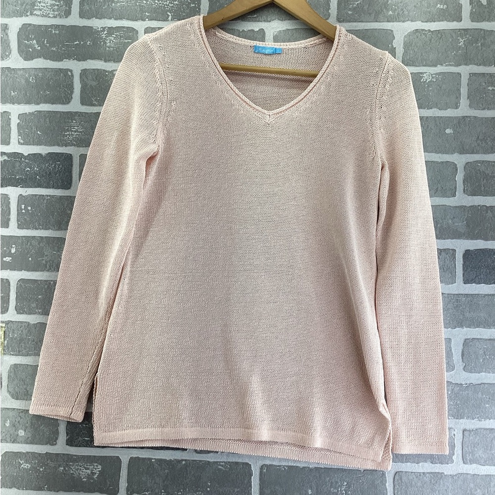 J Mclaughlin light pink knit v neck sweater size small